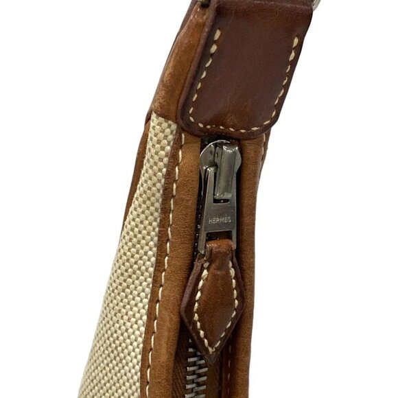 Auth HERMES Gao - Beige Brown Toile H Leather Square E Shoulder Bag - Picture 11 of 16